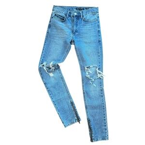 Religion Force Super Skinny Jeans Light Wash Distressed Zipper Ankles